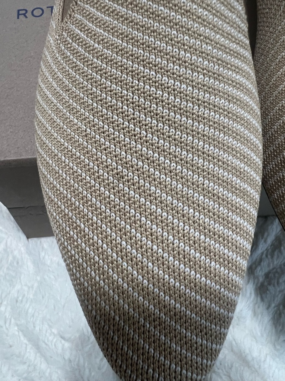 Rothy's Beige Knit Flats with Blue Heel Trim - Picture 15 of 15